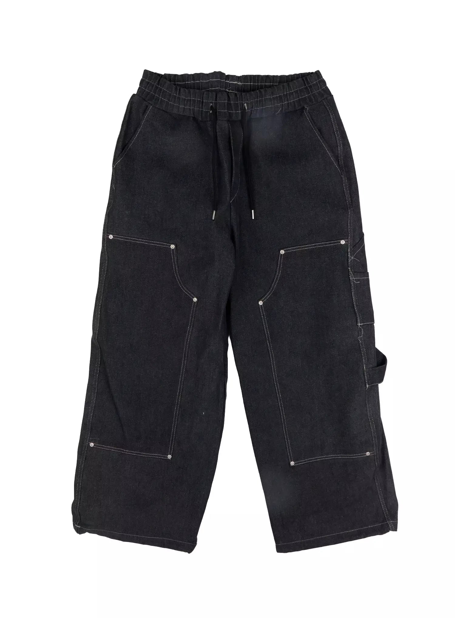 Ashlyn Carpenter Wide-Leg Jeans IJ528 in Black, size M/L