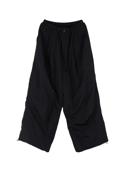 mens-seam-detail-balloon-fit-drawstring-pants-il511 / Black