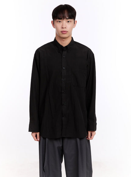 mens-collared-long-sleeve-shirt-im512 / Black