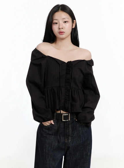 romantic-frill-lace-blouse-im513 / Black