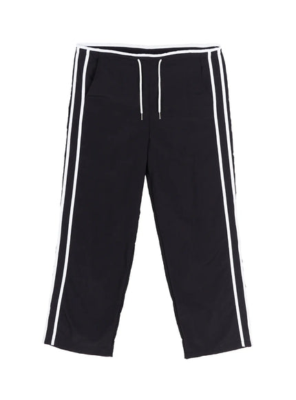 wide-leg-stripe-track-pants-iu516 / Black