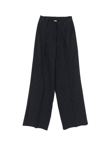 pinstripe-wide-leg-trousers-il528 / Black