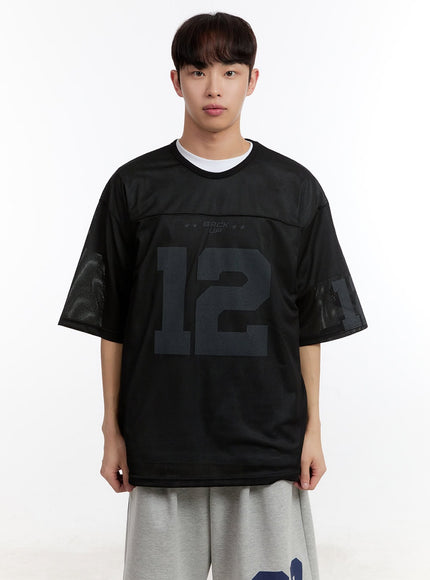 mens-oversized-graphic-mesh-t-shirt-ia504 / Black