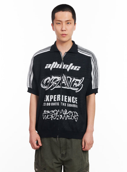 men-s-street-collared-zip-up-top-iu503 / Black