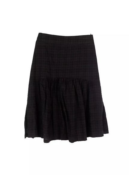 plaid-split-midi-skirt-f516 / Black