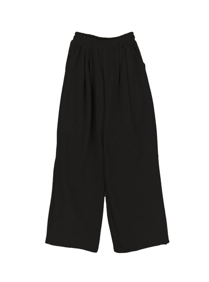 mens-pintuck-wide-leg-sweatpants-ia510 / Black