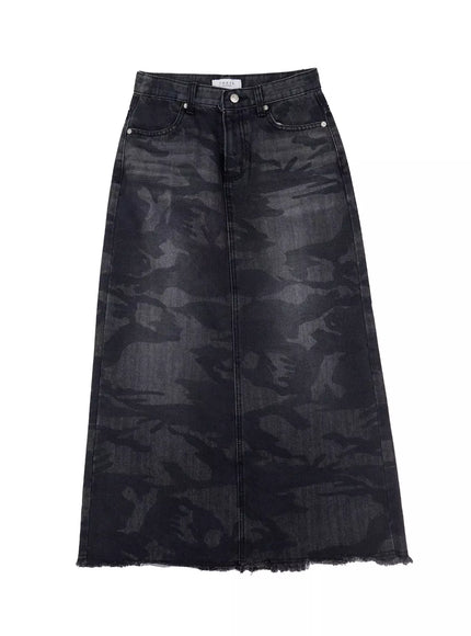 distressed-denim-maxi-skirt-in514 / Black