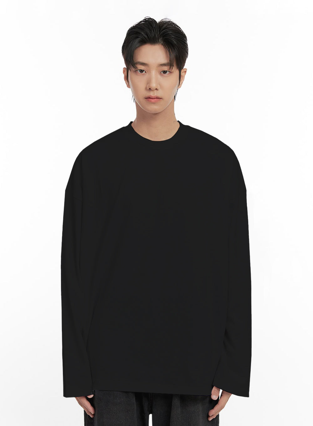 mens-long-sleeve-oversized-tee-id406 / Black