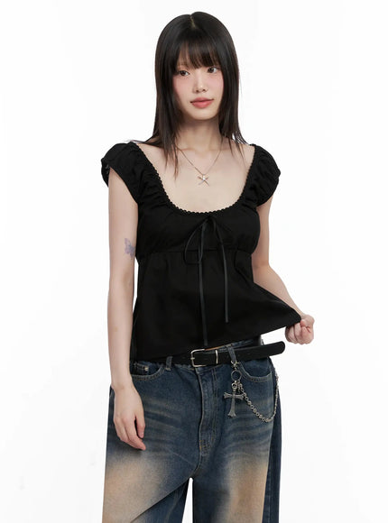 lace-detail-blouse-il531 / Black