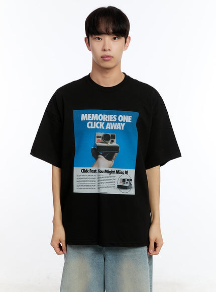 men-s-camera-graphic-t-shirt-iy529 / Black