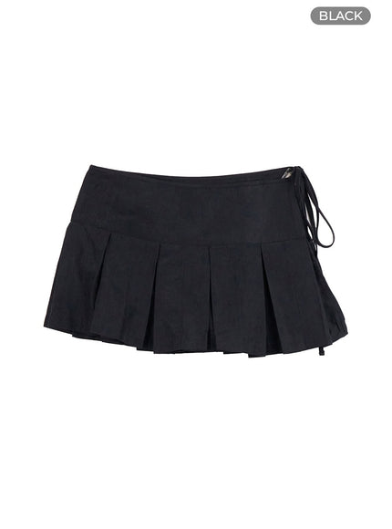 pleated-strap-mini-skirt-io409 / Black