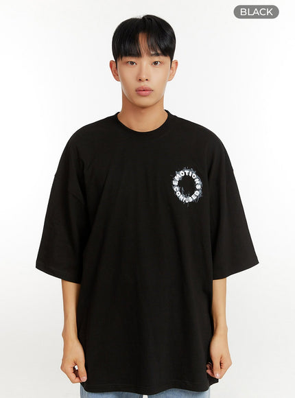 mens-graphic-cotton-oversize-t-shirt-iu426 / Black