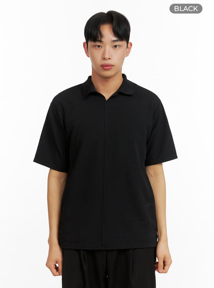 mens-collar-t-shirt-iu414 / Black