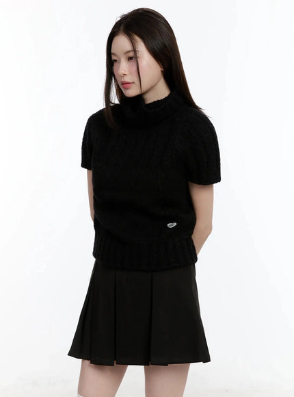chic-turtleneck-short-sleeve-sweater-id526 / Black