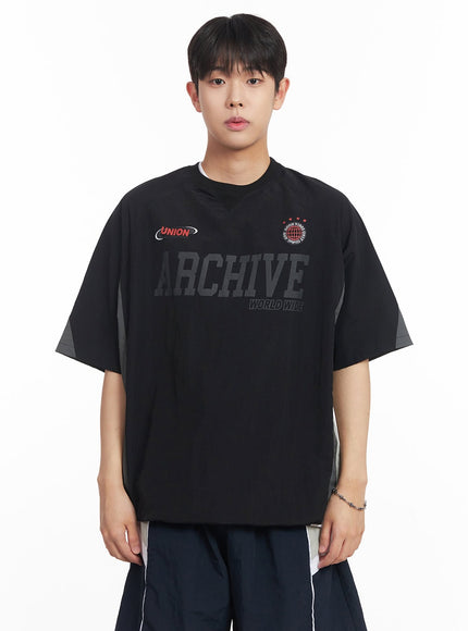 mens-archive-graphic-string-sports-t-shirt-ia525 / Black