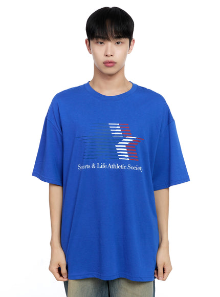 mens-oversized-star-graphic-t-shirt-ig520 / Blue
