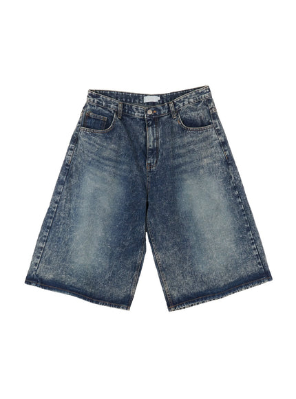 mens-washed-wide-fit-jorts-iy505 / Blue