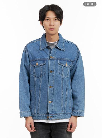 mens-denim-buttoned-jacket-iy410 / Blue