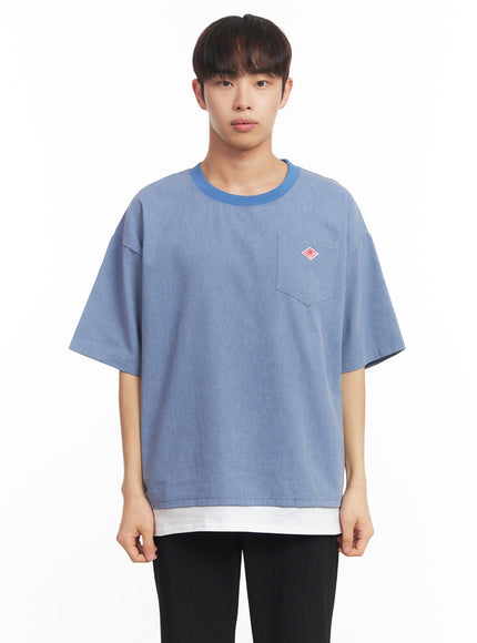 mens-oversized-washed-t-shirt-ia521 / Blue