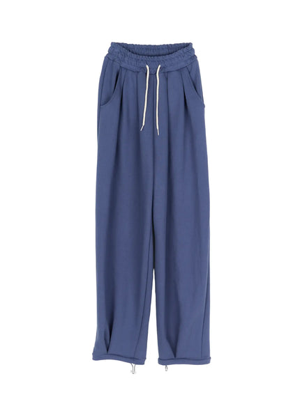 wide-leg-pleated-sweatpants-iu516 / Blue