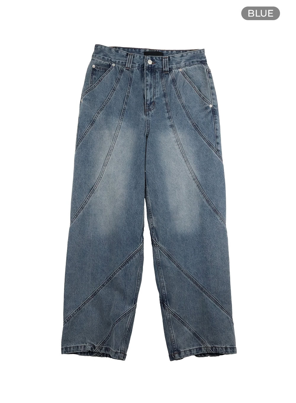denim-washed-baggy-jeans-iy410 / Blue