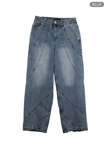 denim-washed-baggy-jeans-iy410 / Blue