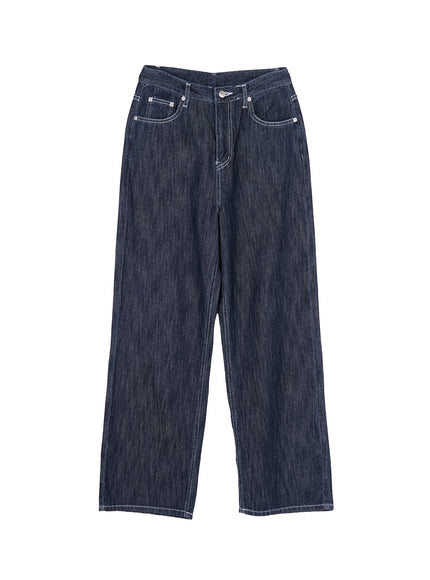 sloane-high-rise-stitched-baggy-jeans-iy507 / Blue