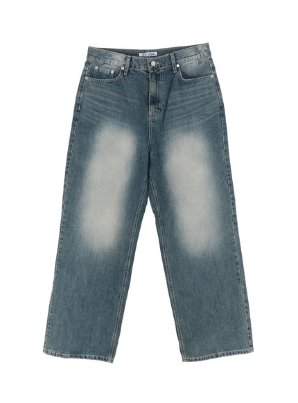 mens-wide-fit-washed-denim-jeans-ia510 / Blue