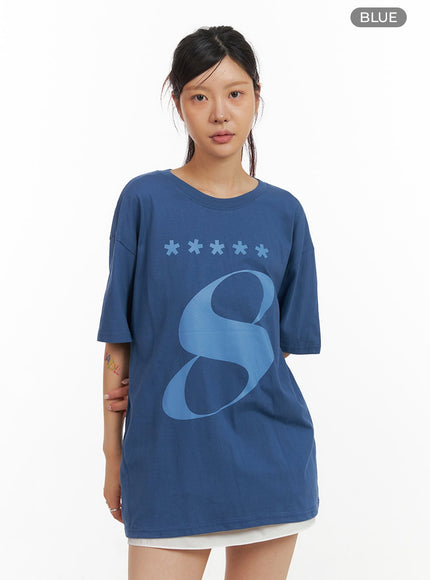 acubi-oversized-graphic-top-iy410 / Blue