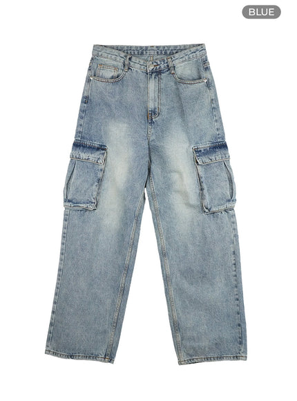 neve-washed-cargo-denim-jeans-is427 / Blue