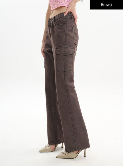 pocket-flared-jeans-if413 / Brown