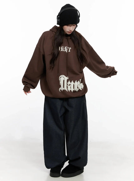 bold-graphic-oversized-hoodie-in503 / Brown