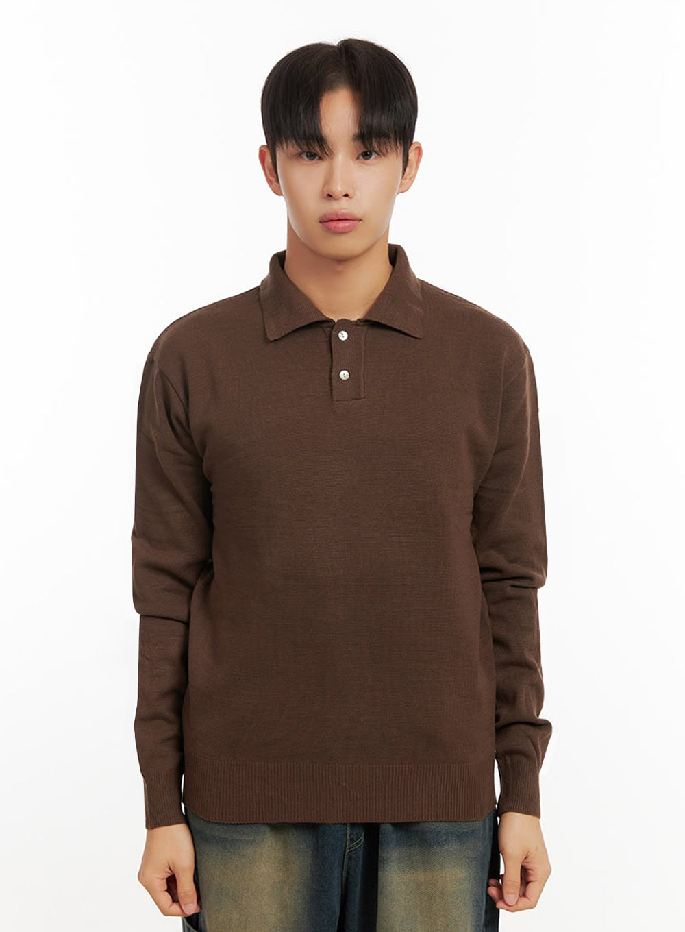 mens-elegantlong-sleeve-polo-id413 / Brown