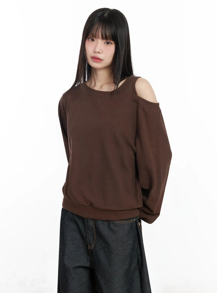 casual-asymmetric-sweatshirt-im523 / Brown