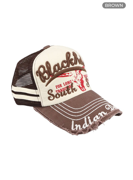 mens-stitched-lettering-hat-iu405 / Brown