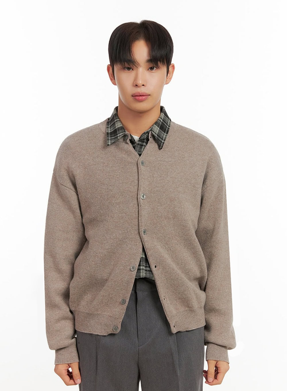 mens-comfy-buttoned-sweater-id406 / Dark beige