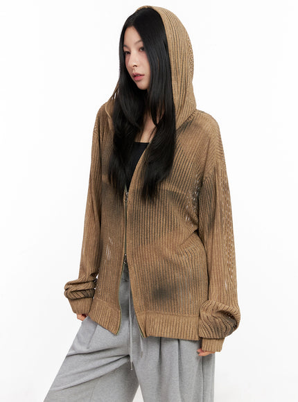 mesh-gradient-zip-up-hoodie-ig508 / Dark beige