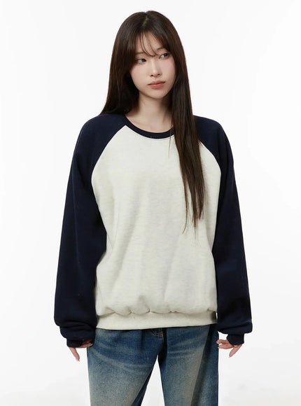 raglan-sleeve-fleece-sweatshirt-ij516 / Dark blue