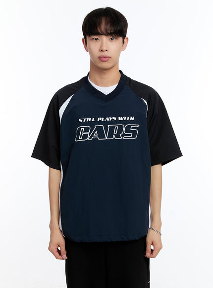 men-s-cars-raglan-windbreaker-t-shirt-iy529 / Dark blue