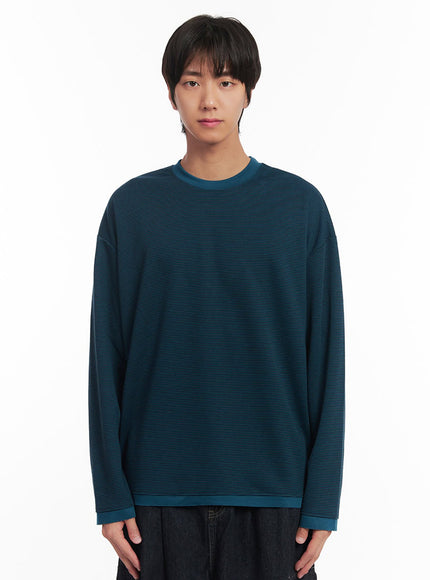 mens-thin-stripe-sweatshirt-ia511 / Dark blue