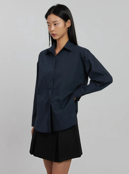 classic-button-up-shirt-ij508 / Dark blue