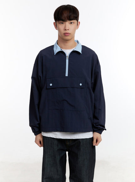 mens-two-tone-anorak-jacket-ia507 / Dark blue