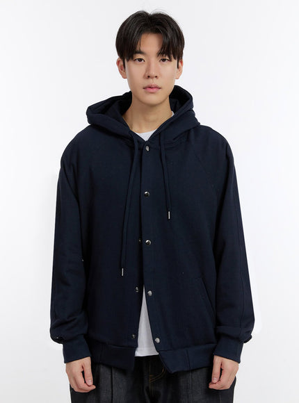 mens-urban-buttoned-hooded-jacket-if528 / Dark blue