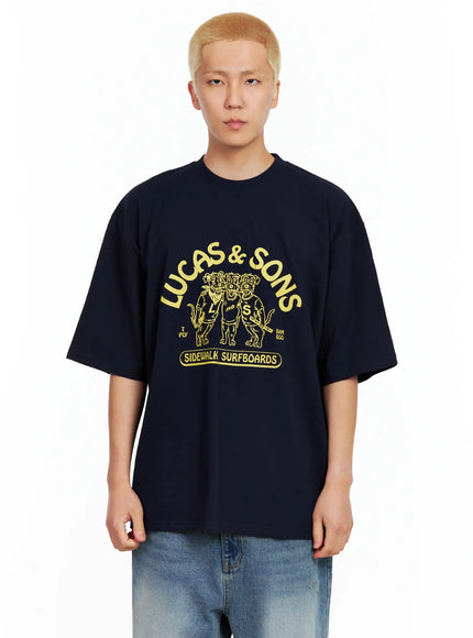 mens-lucas-graphic-oversized-tee-il514 / Dark blue