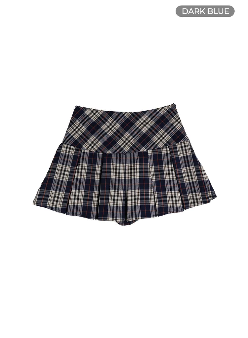 checkered-pleated-mini-skirt-im405 / Dark blue