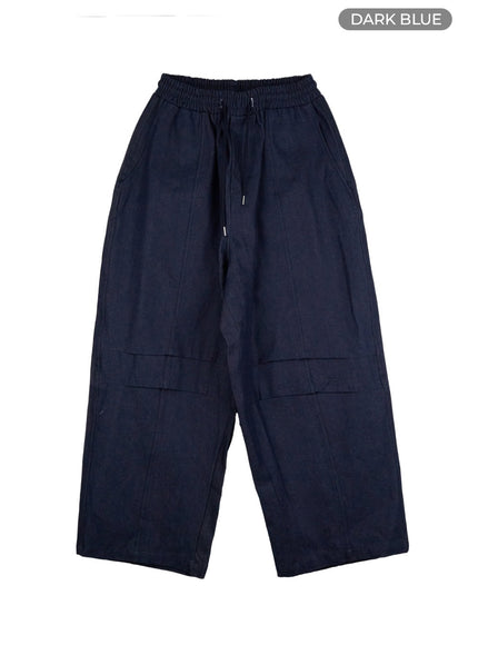 mens-slick-pocket-wide-leg-pants-io402 / Dark blue