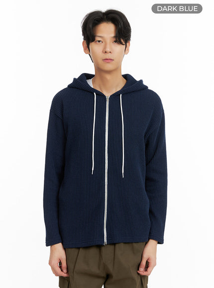 mens-zip-up-hooded-knit-sweater-ia402 / Dark blue