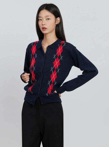 button-up-knit-cardigan-in507 / Dark blue