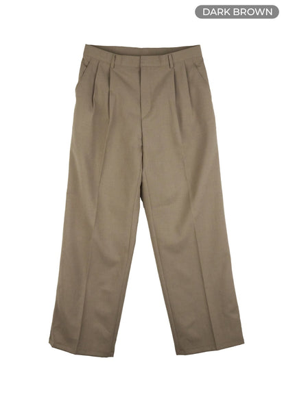 mens-wide-fit-tailored-pants-is419 / Dark brown