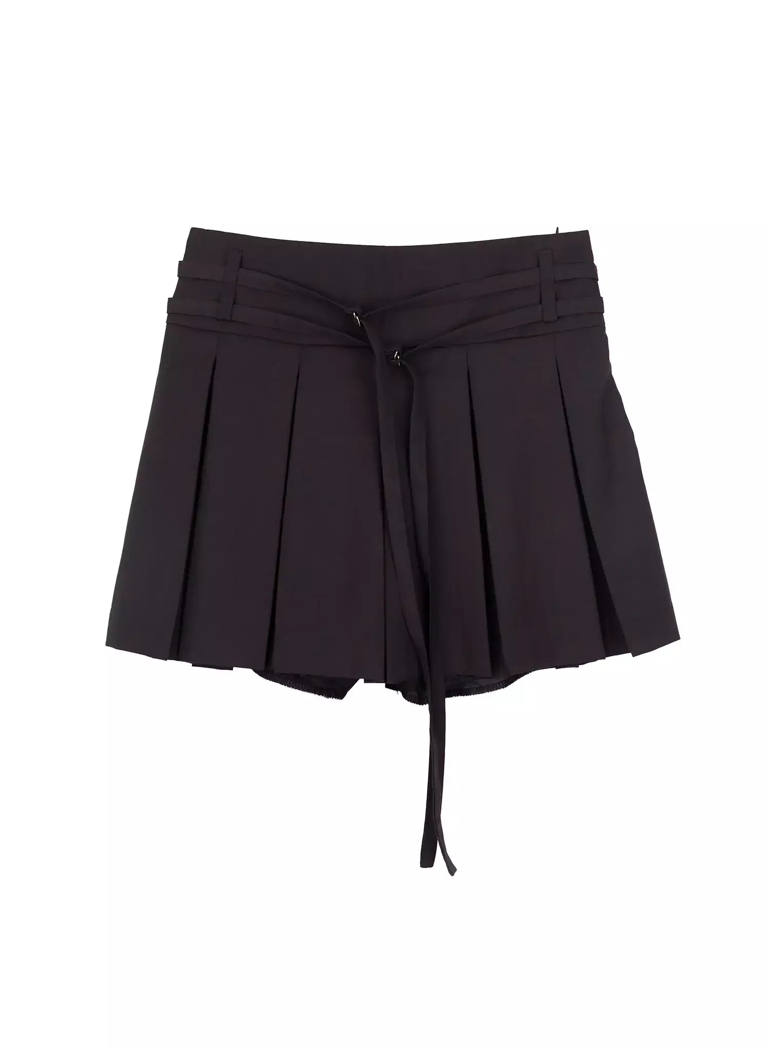 pleated-skort-with-belt-detail-im523 / Dark gray
